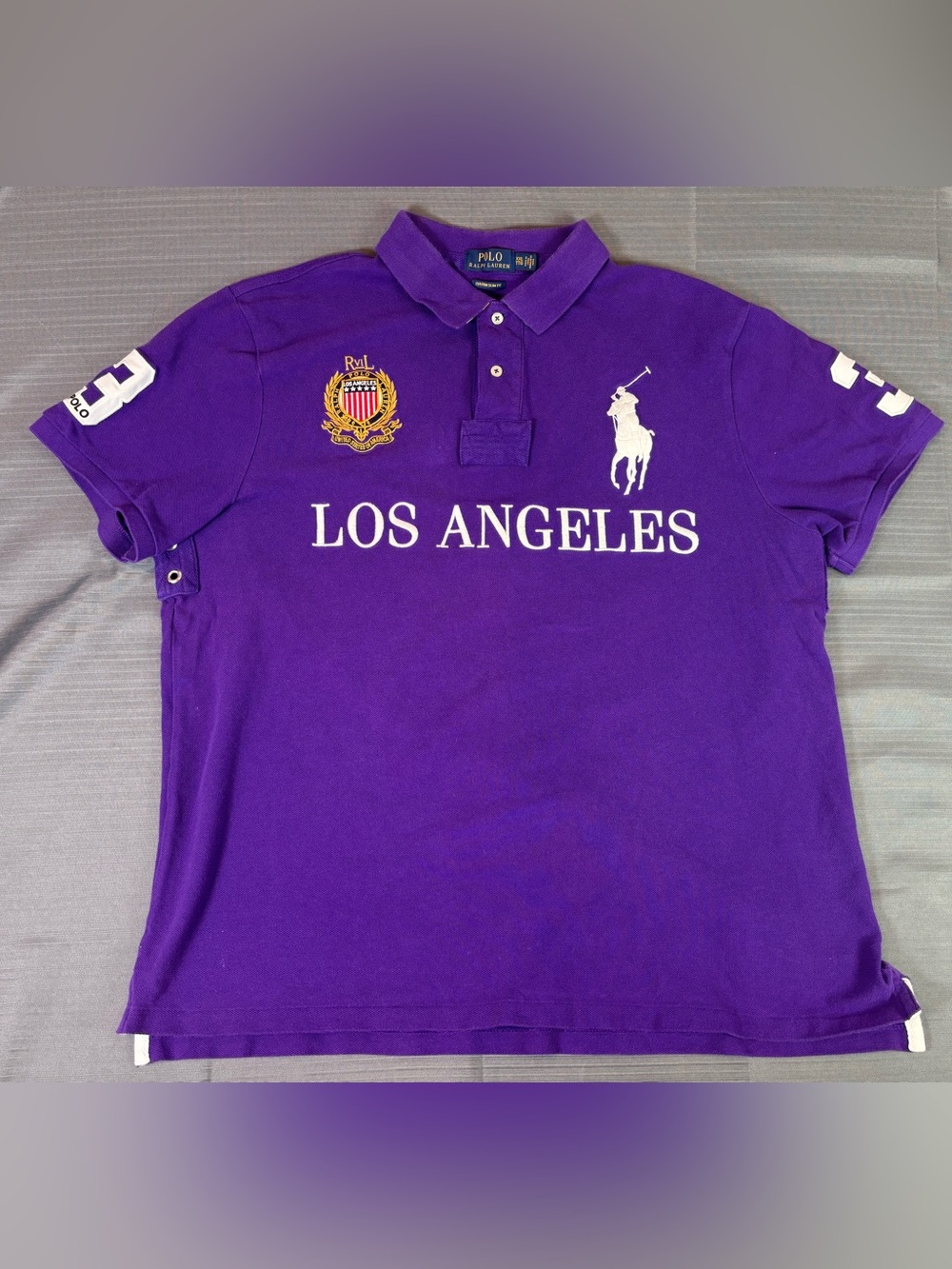 Polo Ralph Lauren Los Angeles Big Pony Polo Shirt XXL Purple Custom Slim Crest